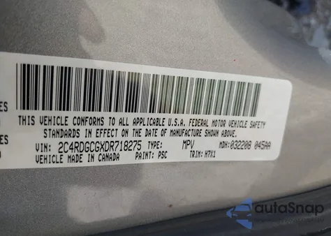 2013 Dodge Grand Caravan Sxt из США, поврежденный, VIN 2C4RDGCGXDR718275